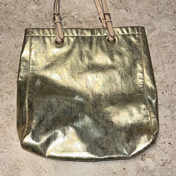 Michael Kors - Metallic Gold - Jetset Logo Tote Handbag - Picture 2 of 9